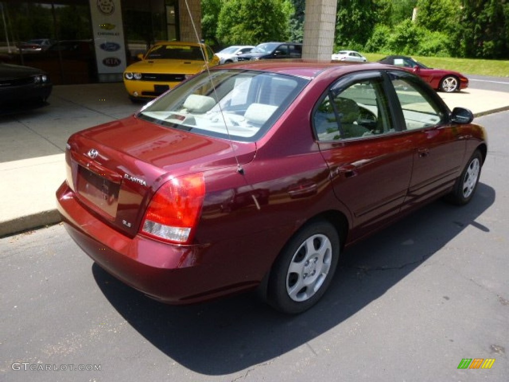 2002 Elantra GLS Sedan - Chianti Red / Beige photo #8