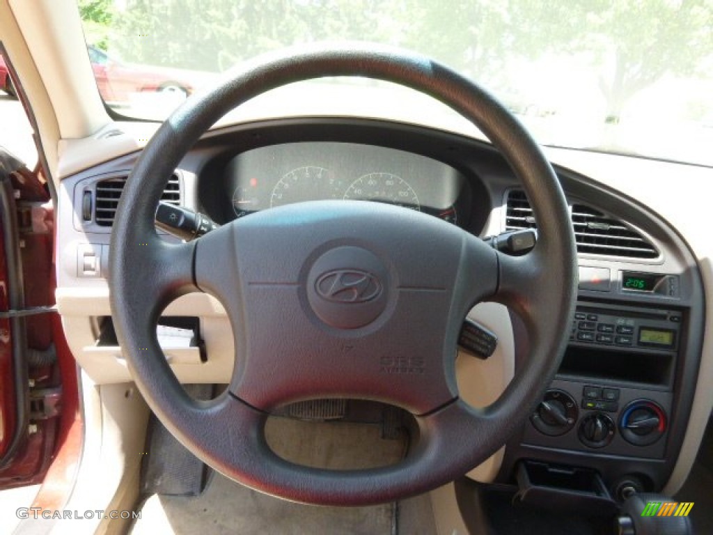2002 Elantra GLS Sedan - Chianti Red / Beige photo #18