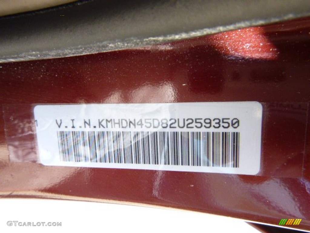 2002 Elantra GLS Sedan - Chianti Red / Beige photo #20