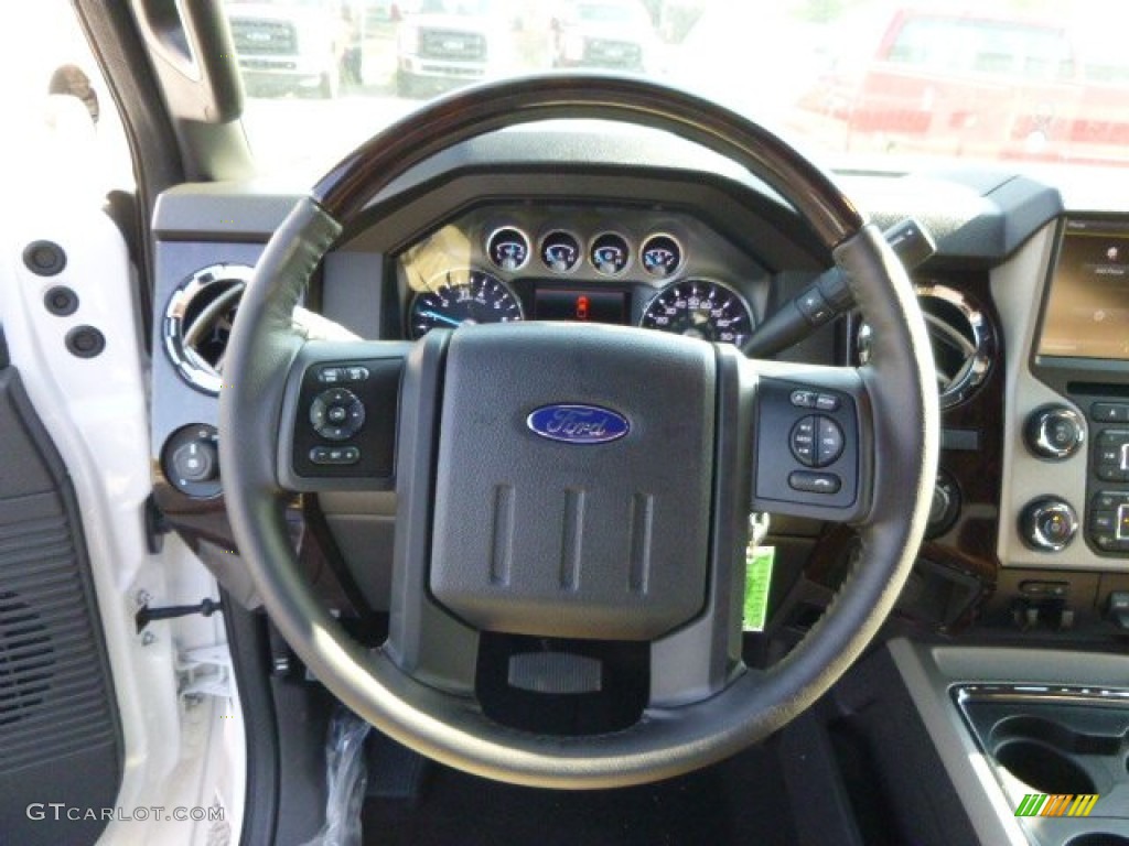 2015 Ford F350 Super Duty Platinum Crew Cab 4x4 Platinum Pecan Steering Wheel Photo #94099956