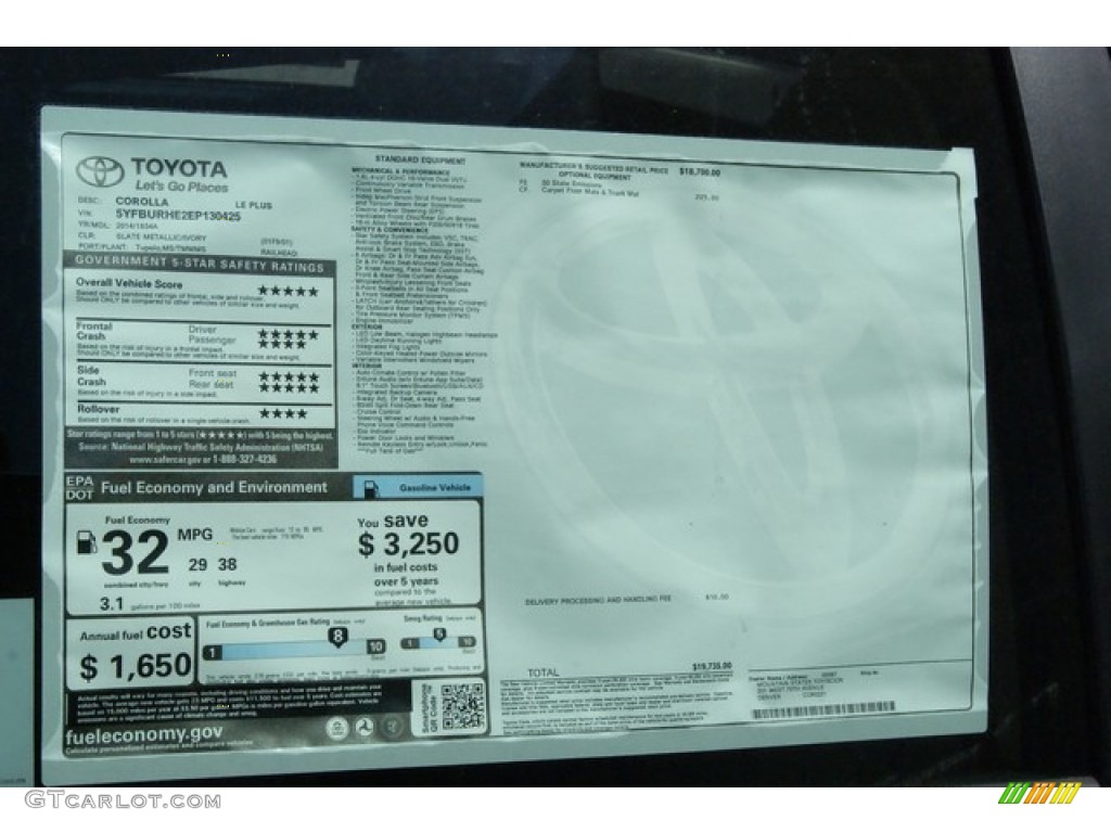2014 Corolla LE - Slate Metallic / Ivory photo #10