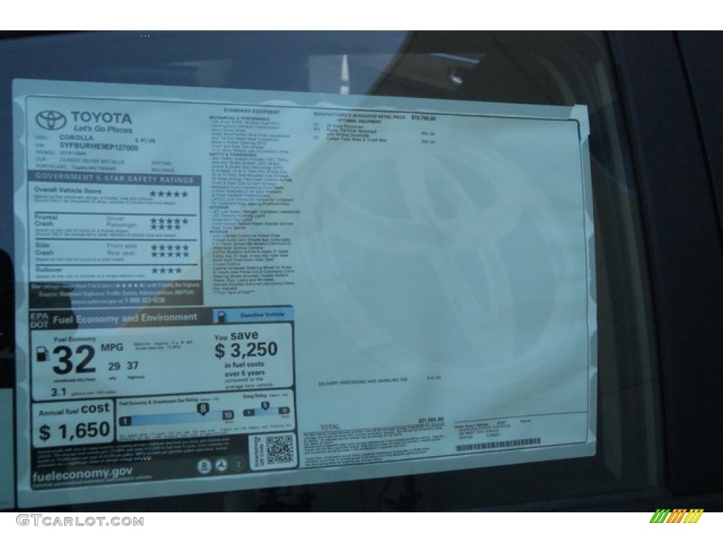 2014 Corolla S - Classic Silver Metallic / Steel Blue photo #10