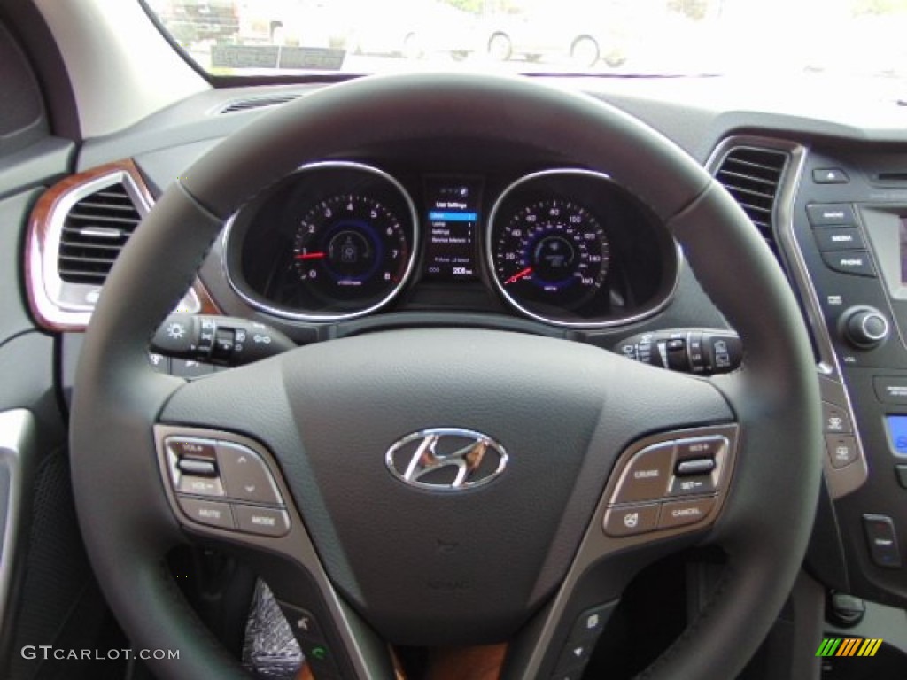 2014 Hyundai Santa Fe Limited AWD Black/Saddle Steering Wheel Photo #94107324