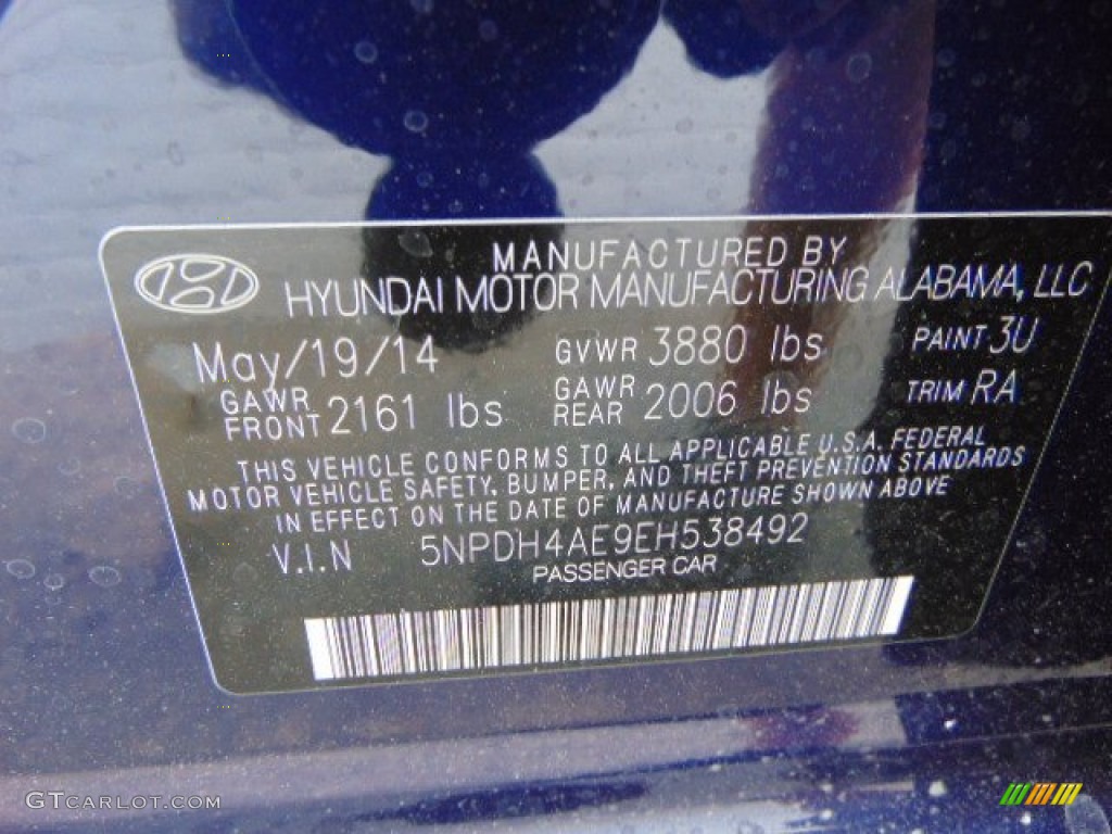 2014 Elantra SE Sedan - Blue / Gray photo #15