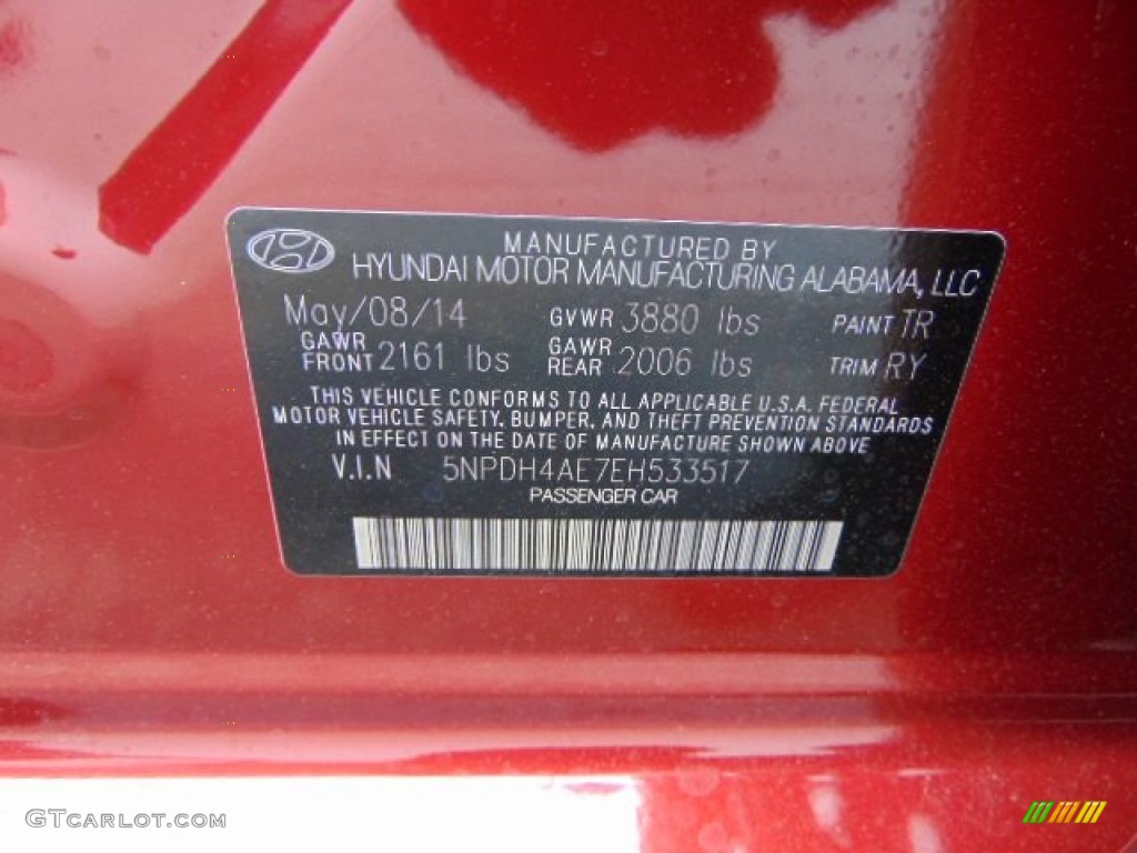 2014 Elantra Limited Sedan - Red / Black photo #20