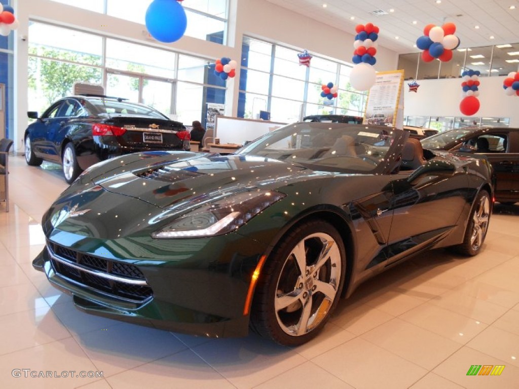 2014 Corvette Stingray Convertible Z51 Premiere Edition - Lime Rock Green Metallic / Premire Edition Brownstone Suede photo #7