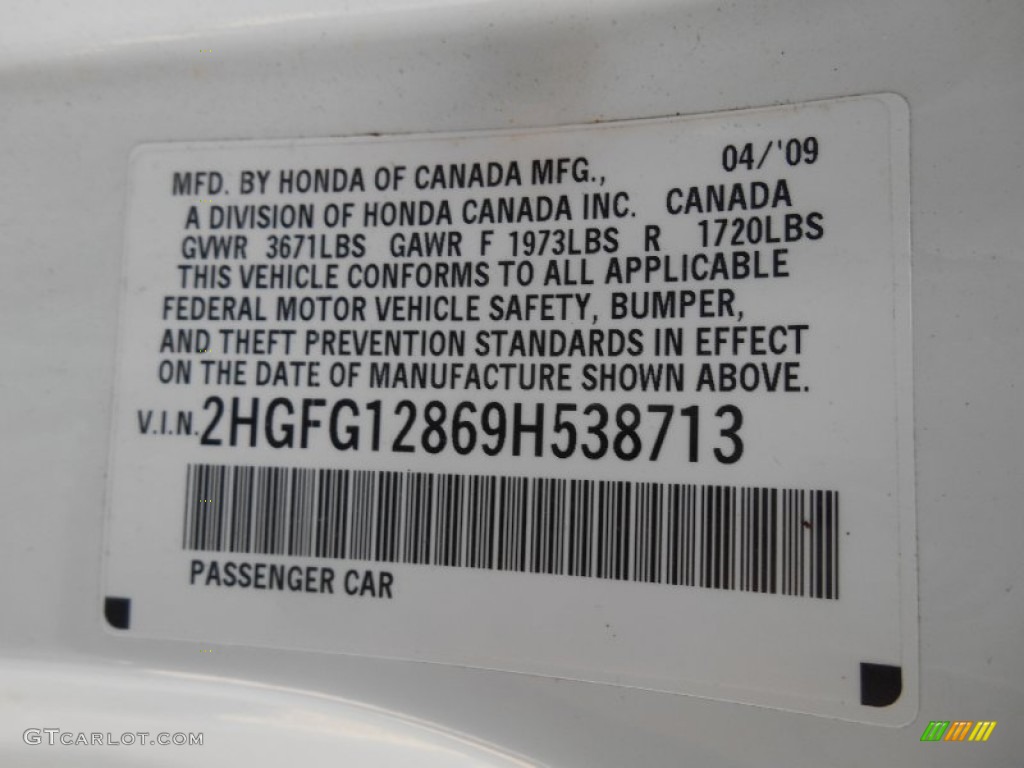 2009 Civic EX Coupe - Taffeta White / Gray photo #15