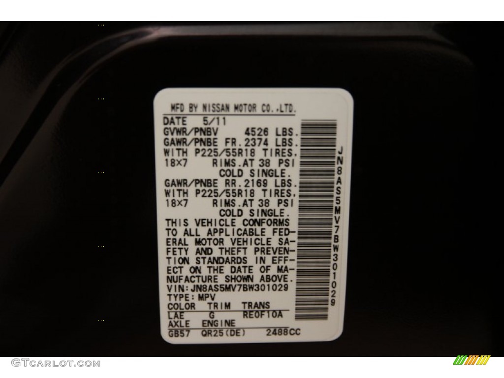 2011 Rogue SL AWD - Black Amethyst / Black photo #19