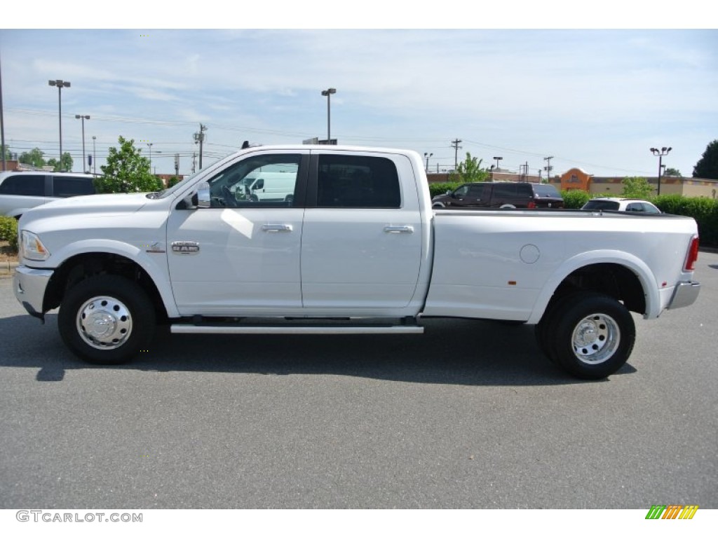 2014 3500 Laramie Longhorn Crew Cab 4x4 Dually - Bright White / Canyon Brown/Light Frost Beige photo #3