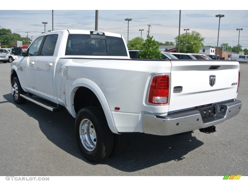 2014 3500 Laramie Longhorn Crew Cab 4x4 Dually - Bright White / Canyon Brown/Light Frost Beige photo #4