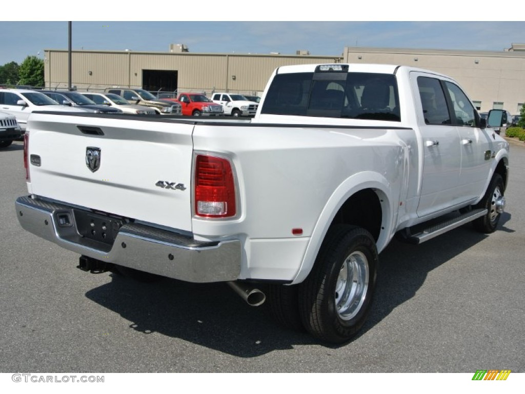 2014 3500 Laramie Longhorn Crew Cab 4x4 Dually - Bright White / Canyon Brown/Light Frost Beige photo #5