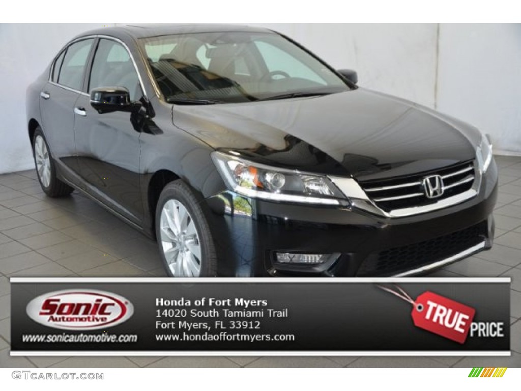 2014 Accord EX-L V6 Sedan - Crystal Black Pearl / Black photo #1