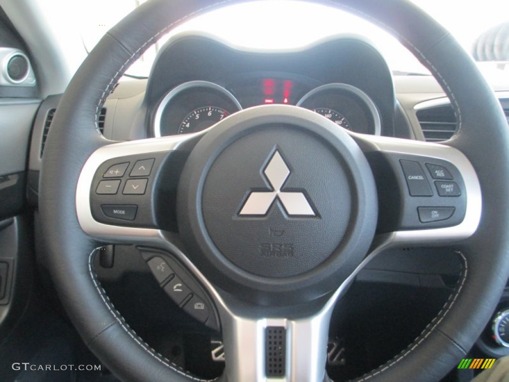 2014 Mitsubishi Lancer Evolution GSR Black Steering Wheel Photo #94172127