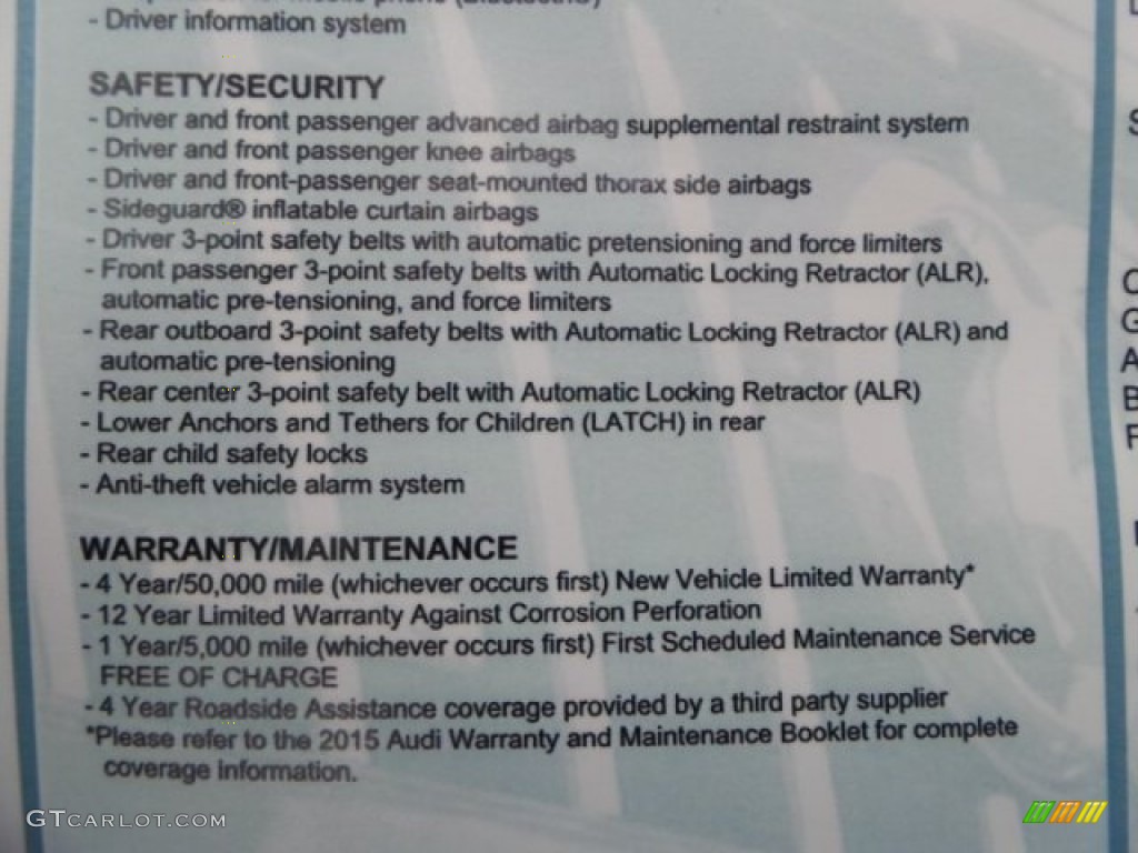 2015 Audi A3 2.0 Premium Plus quattro Window Sticker Photo #94175148