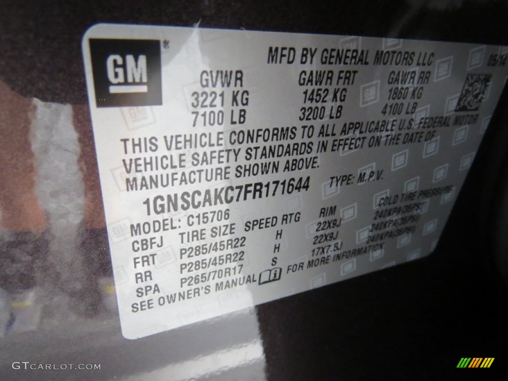 2015 Chevrolet Tahoe LS Info Tag Photos