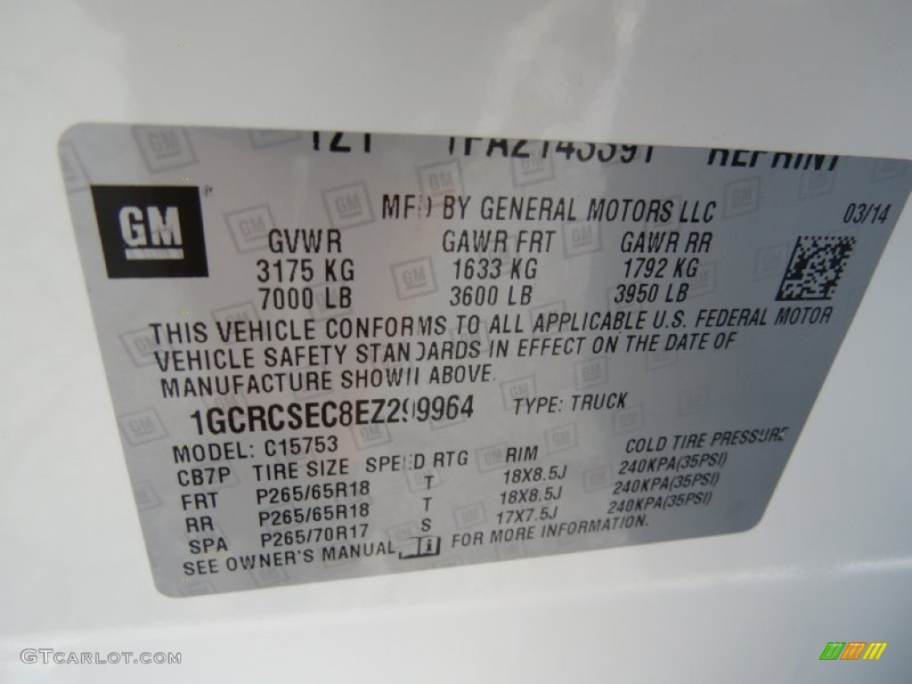 2014 Chevrolet Silverado 1500 LTZ Double Cab Info Tag Photos