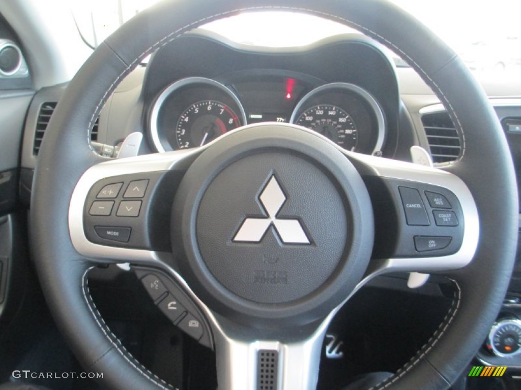 2014 Mitsubishi Lancer Evolution GSR Black Steering Wheel Photo #94229198