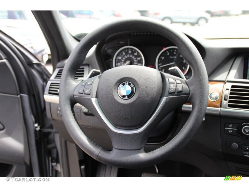 2014 BMW X6 xDrive35i Black Steering Wheel Photo #94238446