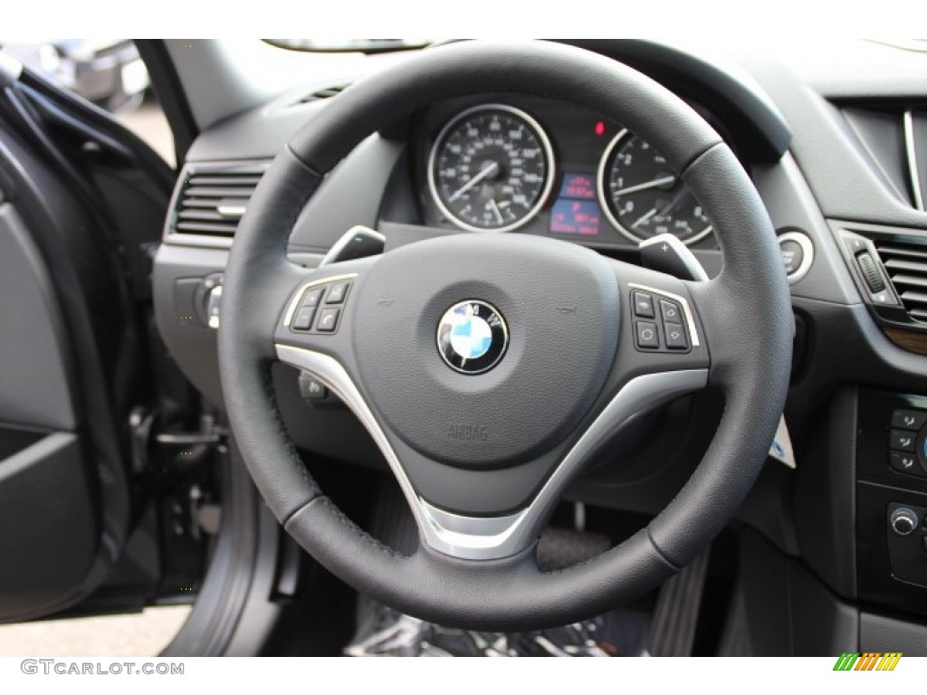 2014 BMW X1 xDrive35i Black Steering Wheel Photo #94241399