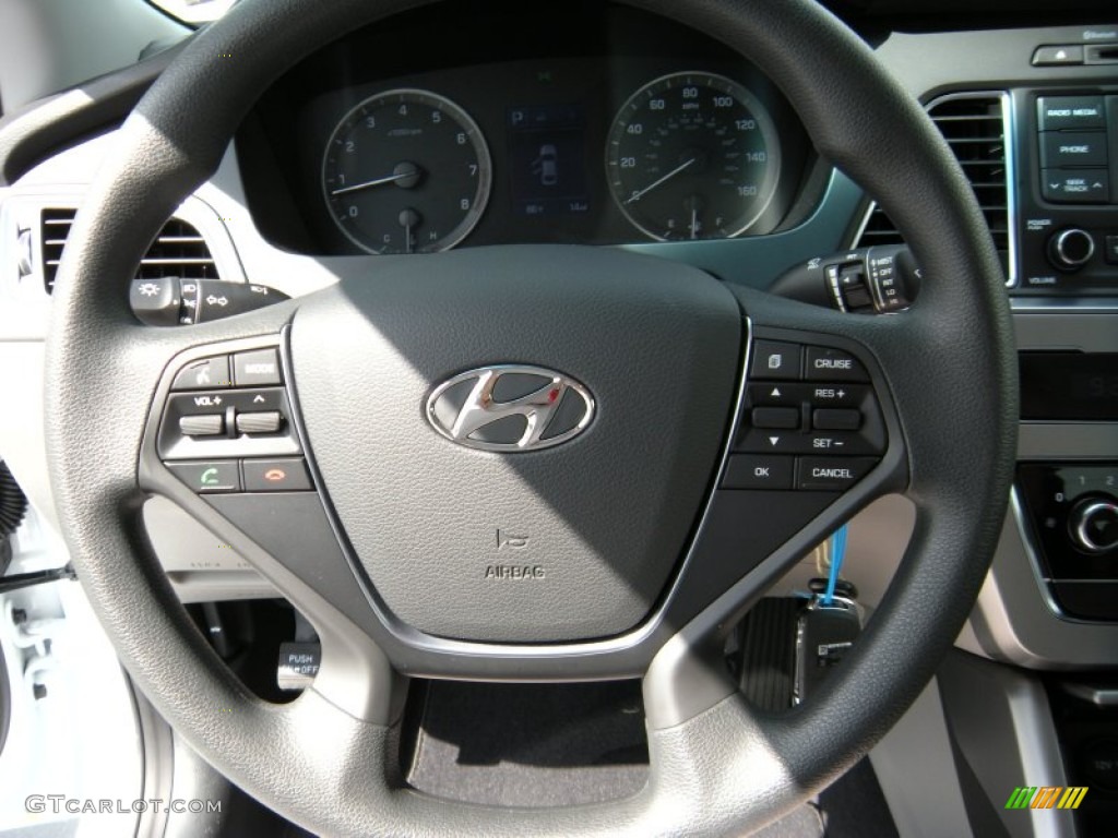 2015 Hyundai Sonata SE Gray Steering Wheel Photo #94243469