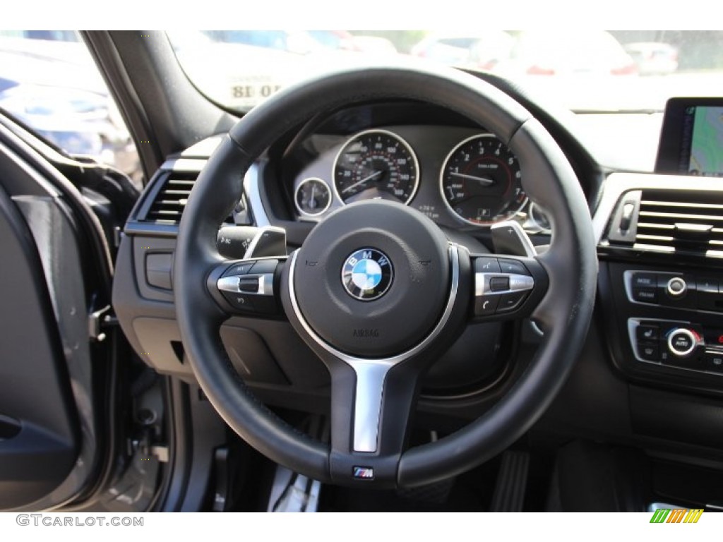 2014 BMW 3 Series 335i xDrive Sedan Black Steering Wheel Photo #94243685