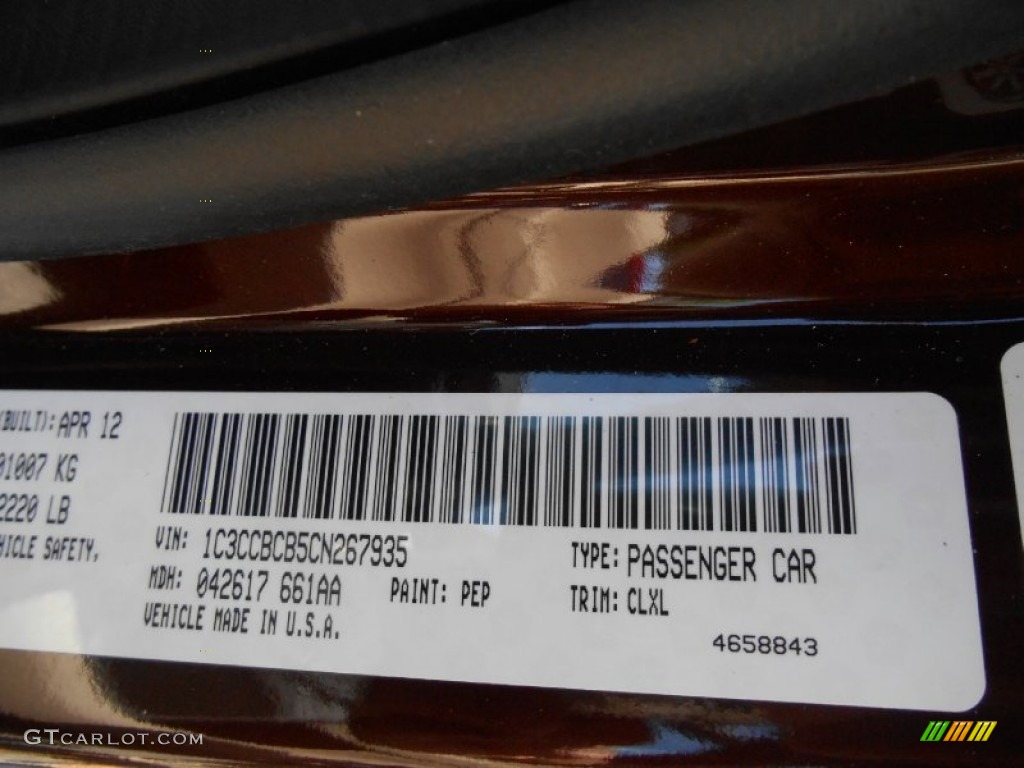 2012 200 Limited Sedan - Deep Auburn Pearl / Black/Light Frost photo #22