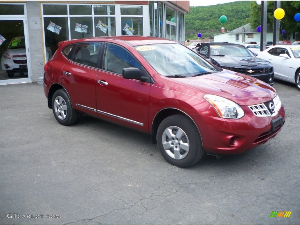 2011 Rogue S AWD - Cayenne Red / Black photo #3