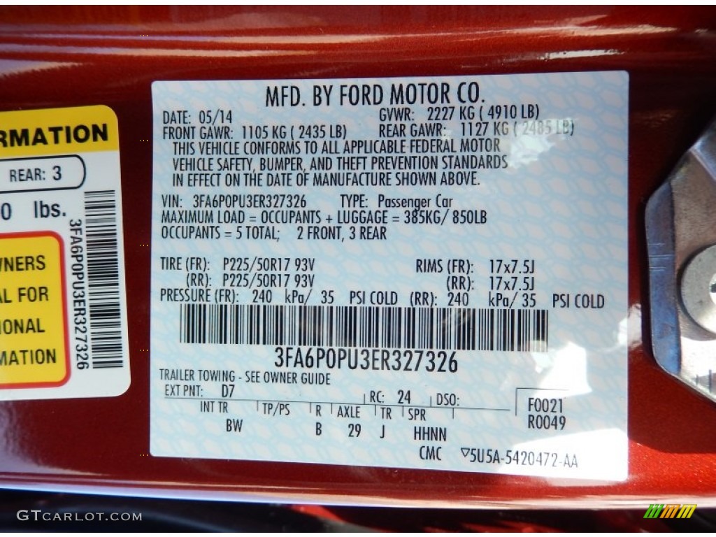 2014 Fusion Color Code D7 for Sunset Photo #94268447