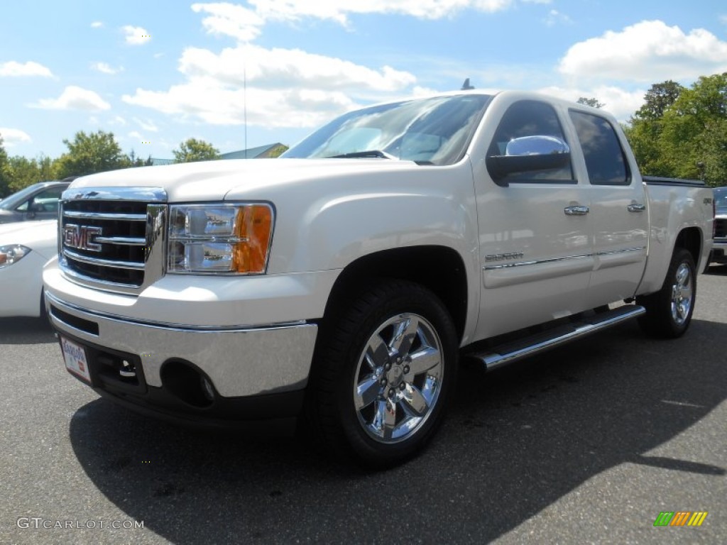 2013 Sierra 1500 SLT Crew Cab 4x4 - White Diamond Tricoat / Ebony photo #3
