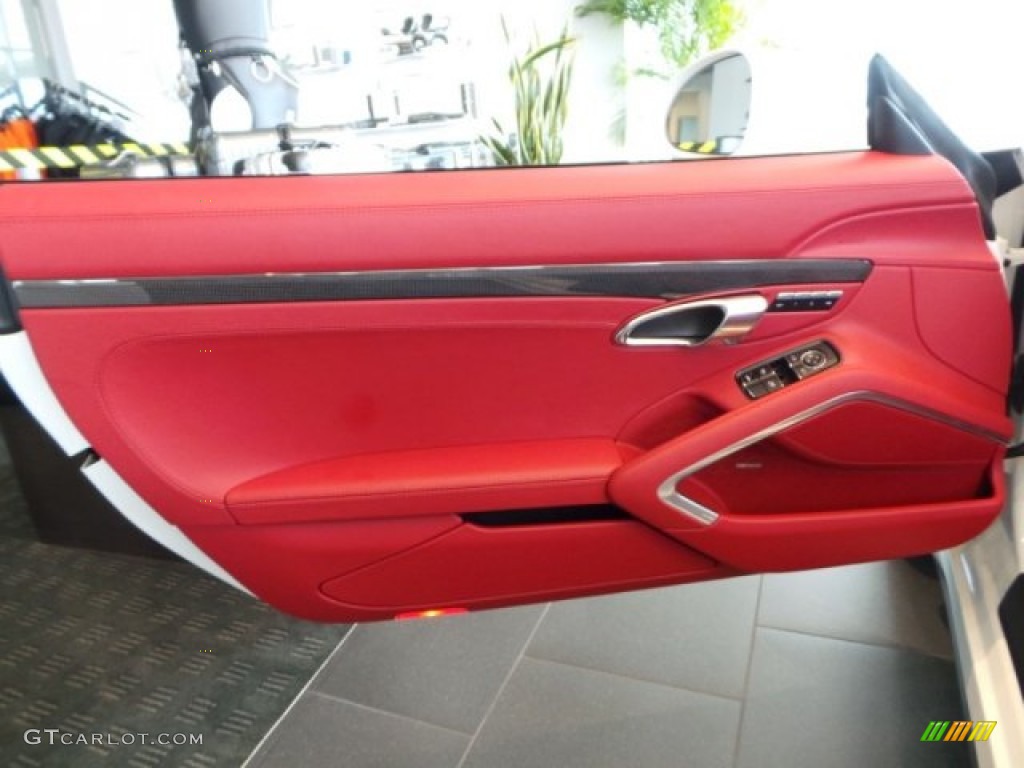2014 Porsche 911 Turbo S Cabriolet Carrera Red Natural Leather Door Panel Photo #94277606