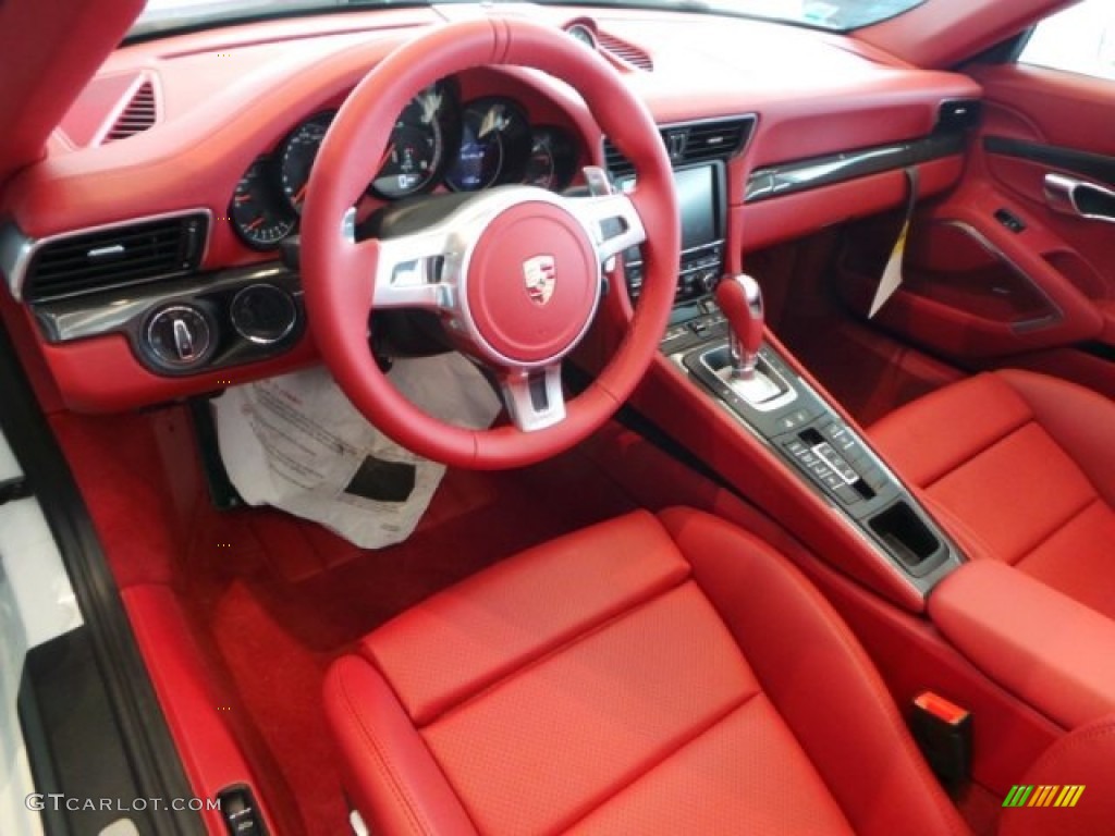 Carrera Red Natural Leather Interior 2014 Porsche 911 Turbo S Cabriolet Photo #94277618