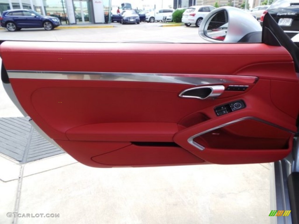 2014 Porsche Boxster S Carrera Red Natural Leather Door Panel Photo #94278407
