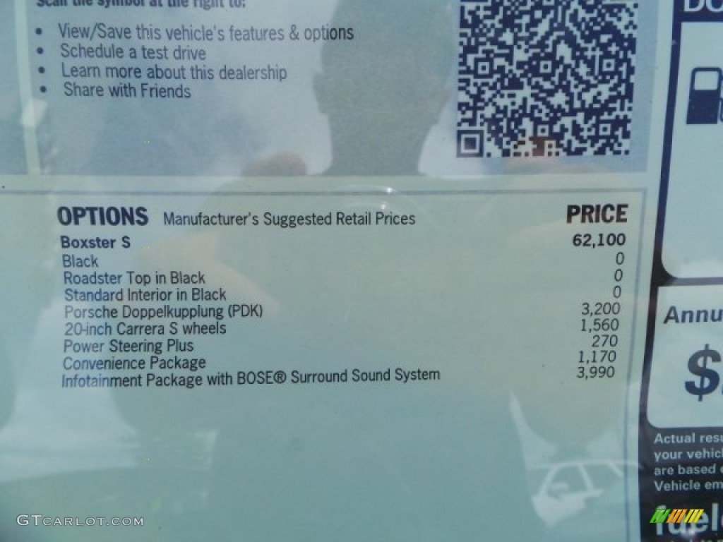 2014 Porsche Boxster S Window Sticker Photo #94279013