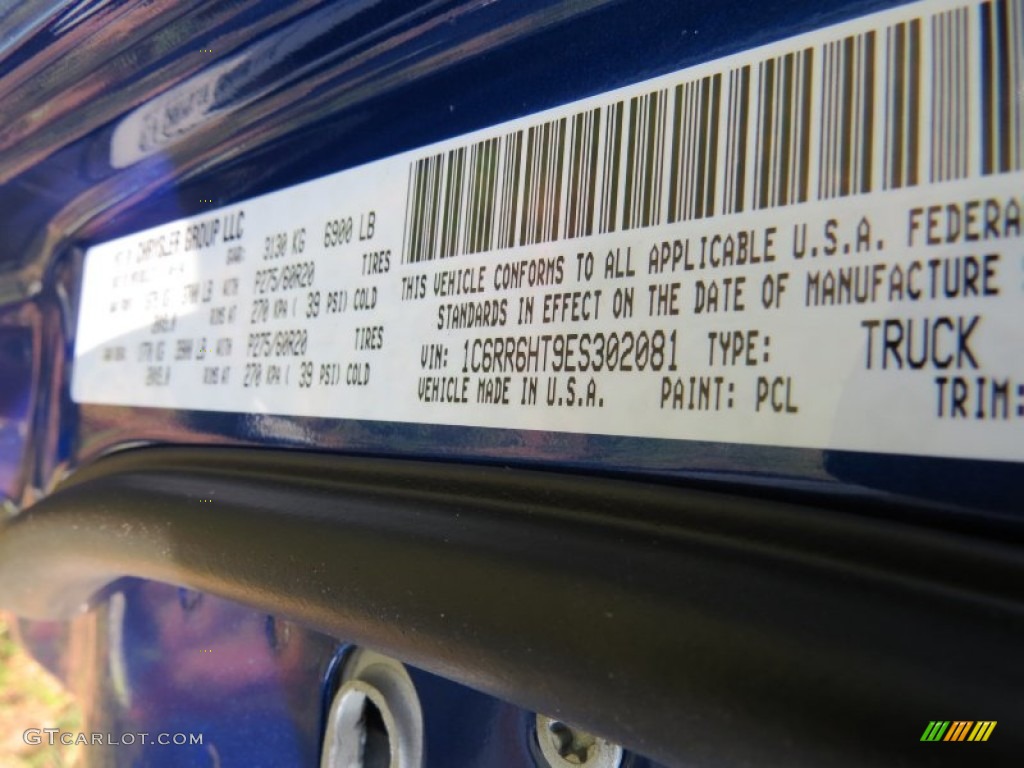 2014 1500 Color Code PCL for Blue Streak Pearl Coat Photo #94304657