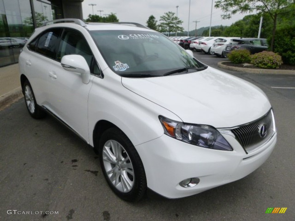 2010 RX 450h AWD Hybrid - Starfire White Pearl / Light Gray/Espresso Birds-Eye Maple photo #3