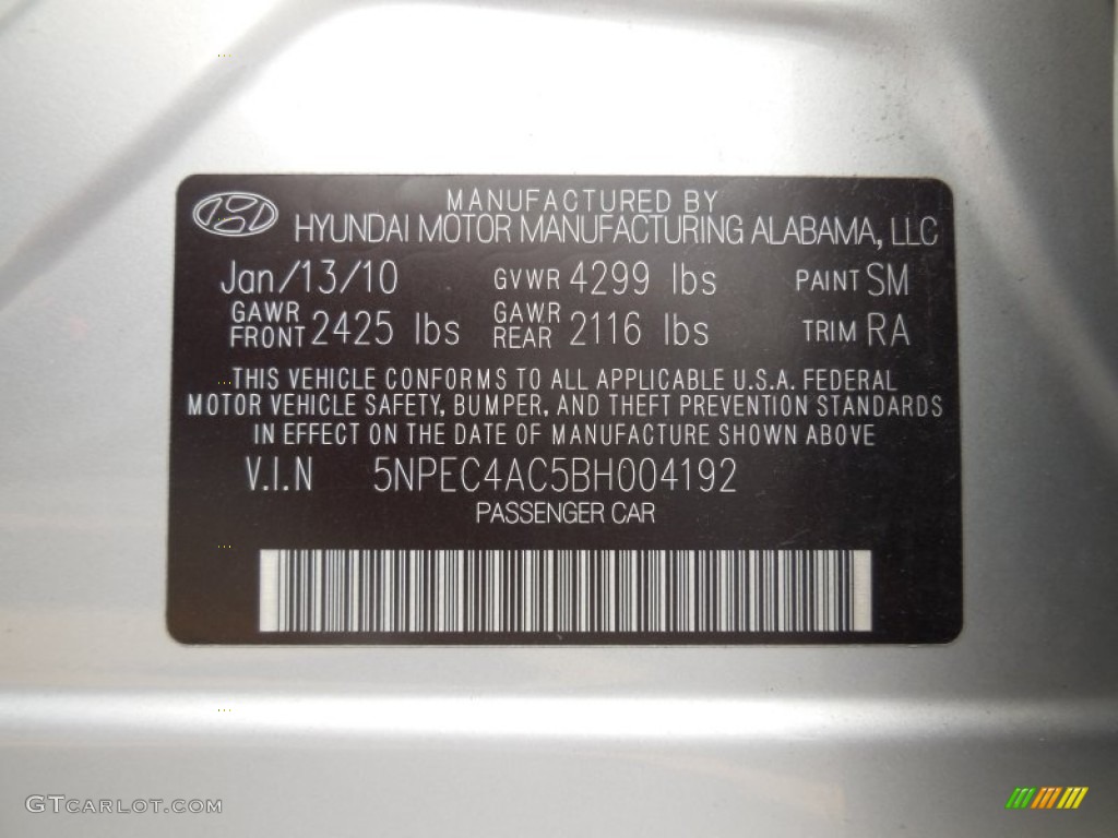 2011 Sonata Limited - Radiant Silver / Gray photo #27