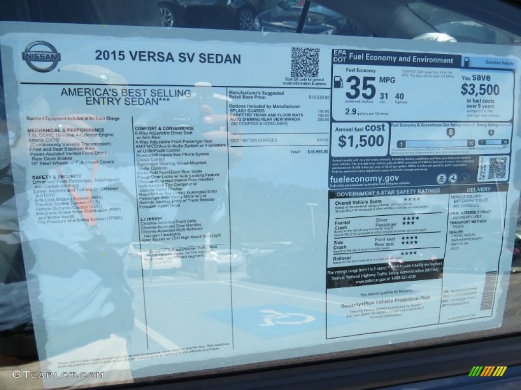 2015 Versa 1.6 SV Sedan - Graphite Blue / Charcoal photo #12