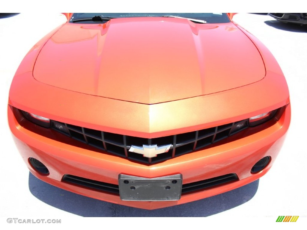 2012 Camaro LS Coupe - Inferno Orange Metallic / Black photo #2