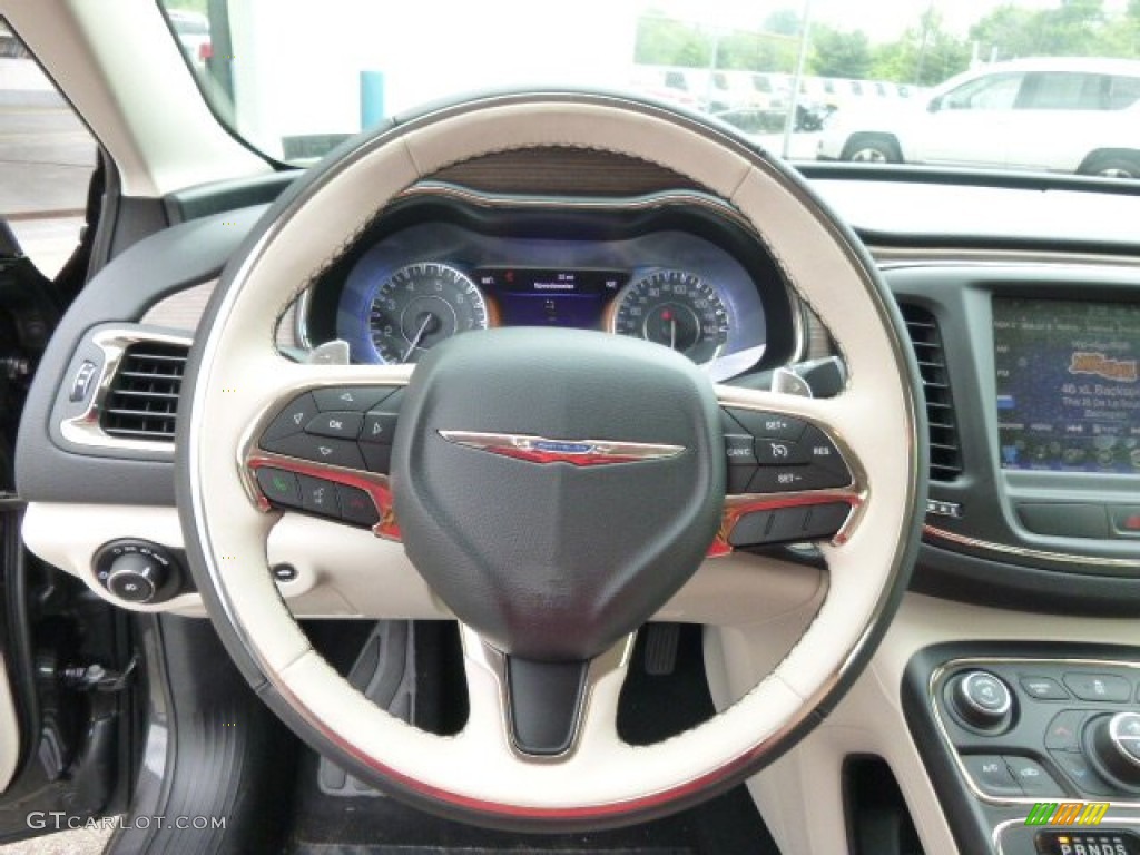 2015 Chrysler 200 C Black/Linen Steering Wheel Photo #94340115