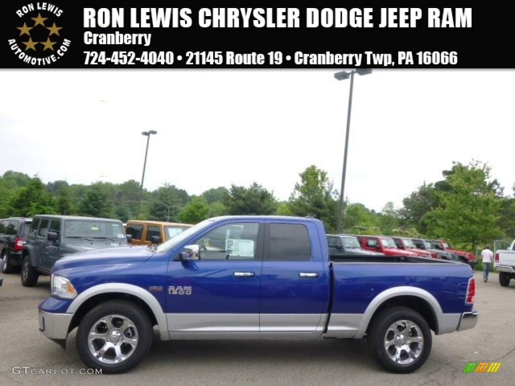 2014 1500 Laramie Quad Cab 4x4 - Blue Streak Pearl Coat / Black photo #1