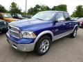 2014 Blue Streak Pearl Coat Ram 1500 Laramie Quad Cab 4x4  photo #2