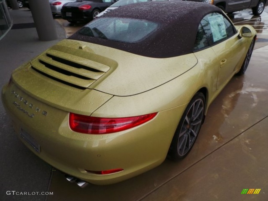 2014 911 Carrera S Cabriolet - Lime Gold Metallic / Espresso/Cognac Natural Leather photo #7
