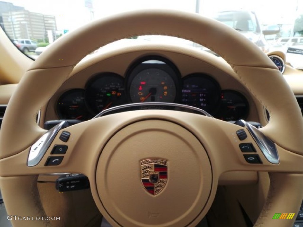 2014 Porsche 911 Targa 4S Luxor Beige Steering Wheel Photo #94362386