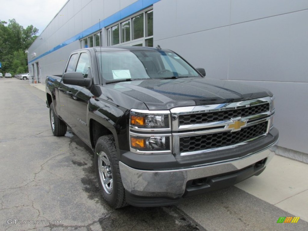 2014 Silverado 1500 WT Double Cab 4x4 - Black / Jet Black/Dark Ash photo #11