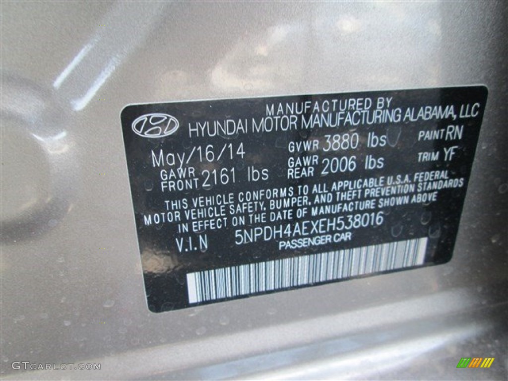 2014 Elantra SE Sedan - Bronze / Beige photo #13