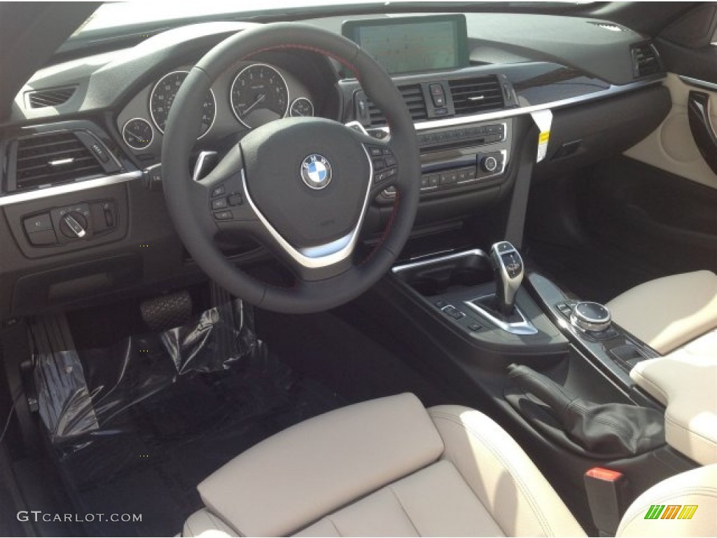 Oyster/Black Interior 2014 BMW 4 Series 428i xDrive Convertible Photo #94377599