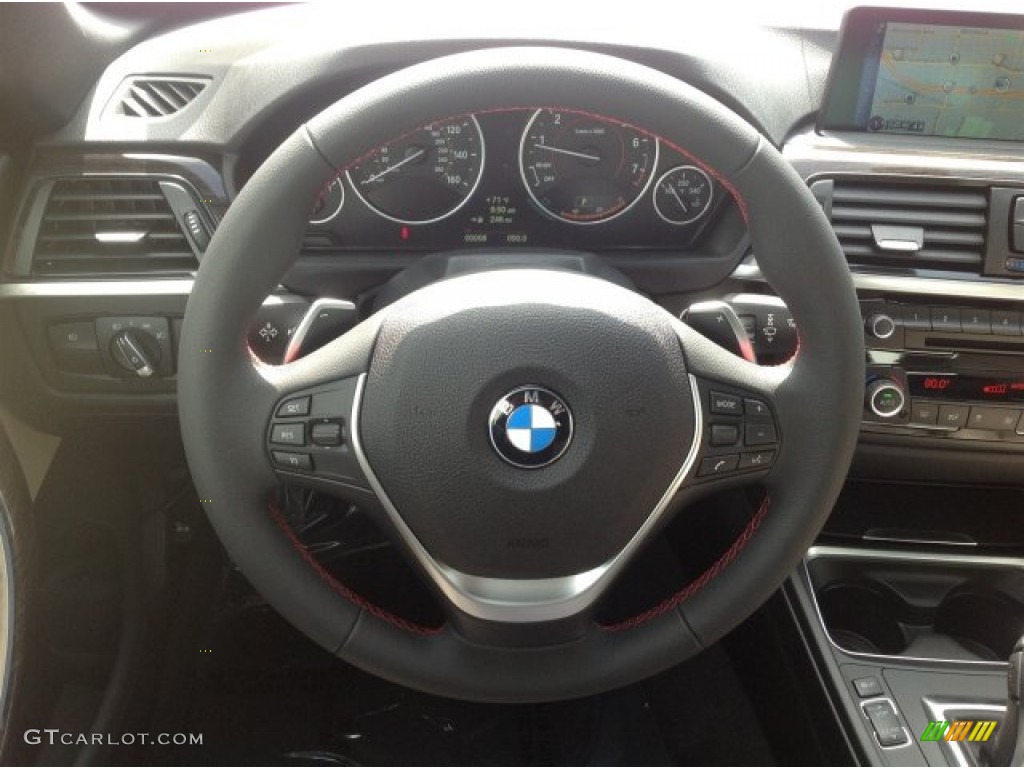 2014 BMW 4 Series 428i xDrive Convertible Oyster/Black Steering Wheel Photo #94377668