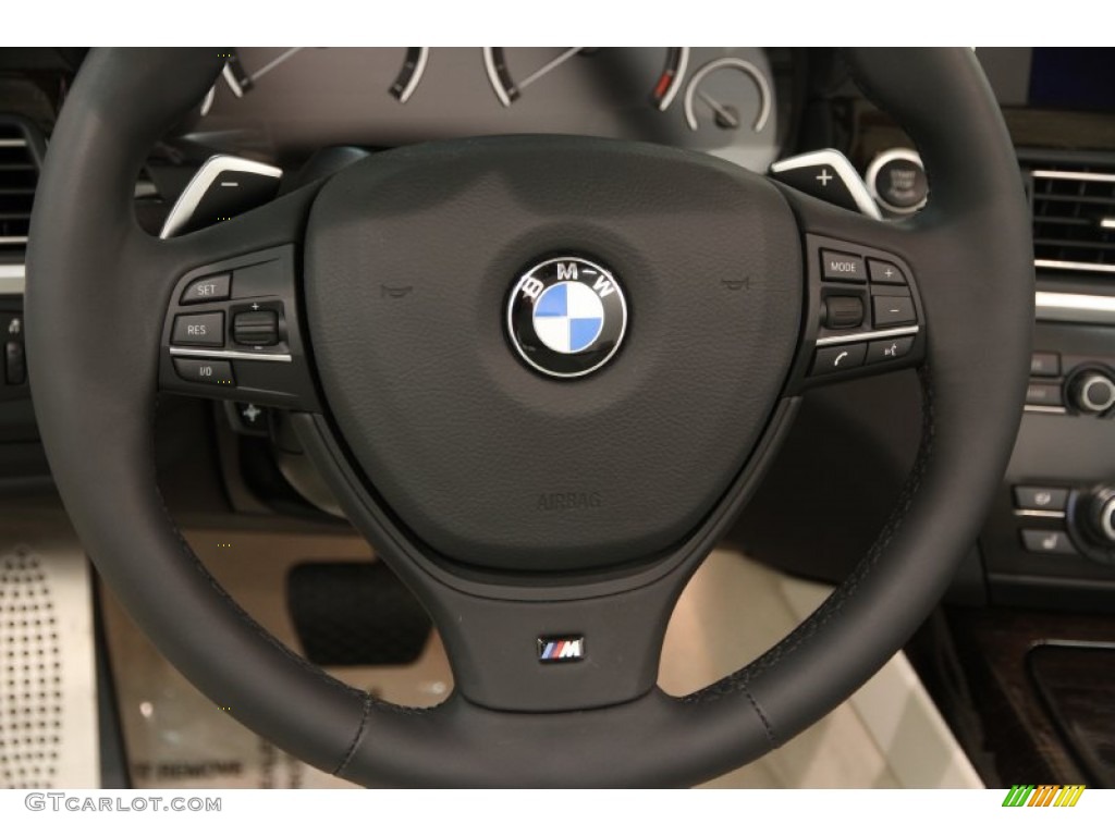 2014 BMW 6 Series 650i Convertible Ivory White Steering Wheel Photo #94382690