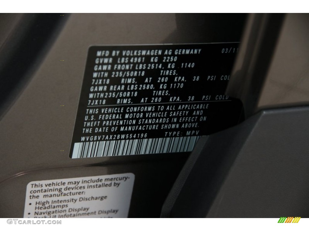 2011 Tiguan SE 4Motion - Alpine Gray Metallic / Charcoal photo #18