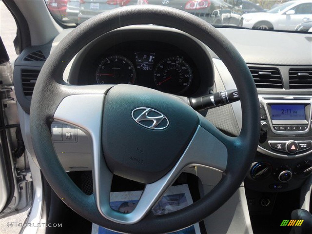 2014 Hyundai Accent GLS 4 Door Gray Steering Wheel Photo #94391033